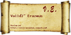 Valló Erazmus névjegykártya